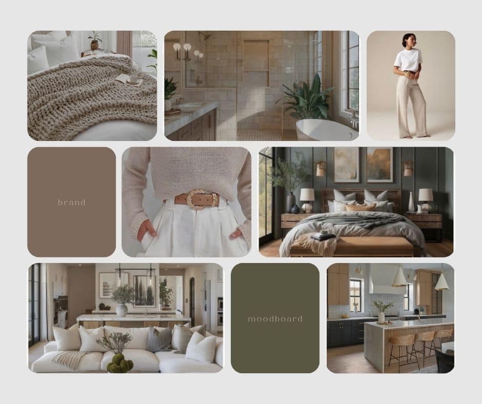Visual brand identity for a modern organic home staging brand created by The Social Stager